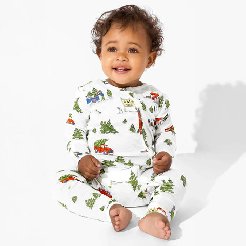 Bamboo Convertible Footie - Christmas Tree Farm