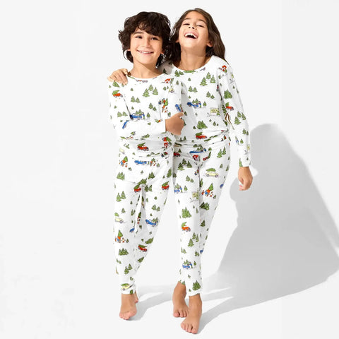 Kids Bamboo Pajama Set - Christmas Tree Farm