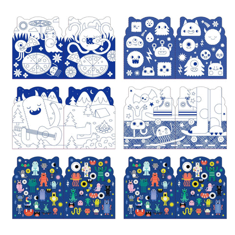 Petit Collage Monster Coloring Book with Stickers at Butter Bug Boutique