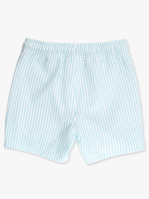 Boys Seersucker Performance Hybrid Swim Trunks - Blue Breeze