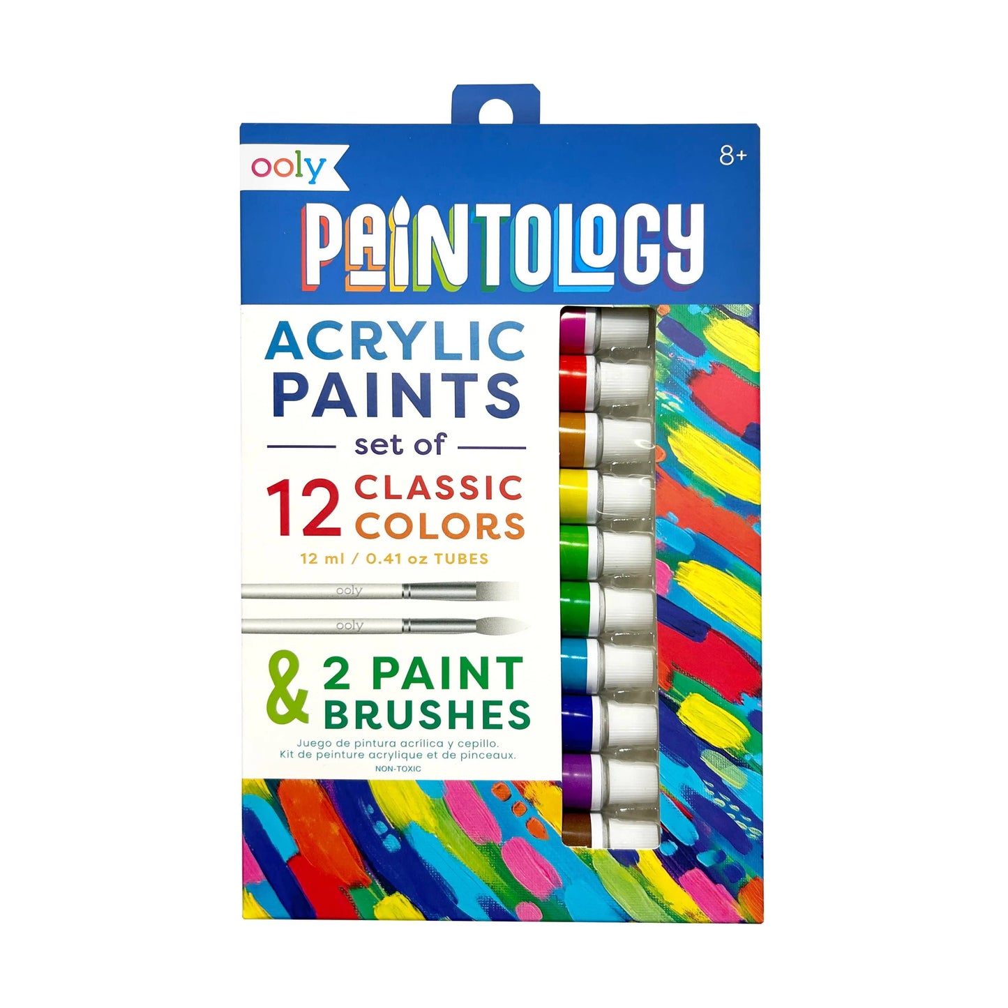 Paintology Acrylic Paints + 2 Brushes (Classic Colors)