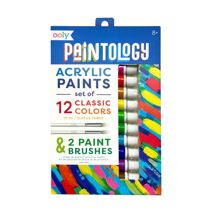 Paintology Acrylic Paints + 2 Brushes (Classic Colors)