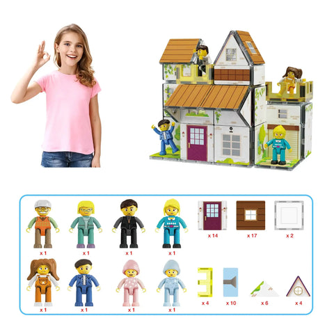 Family Homestead Doll House Magnetic Building Tile Set