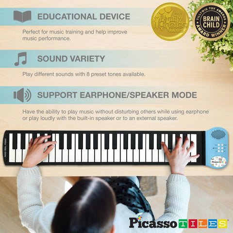 PicassoTiles Flexible Roll-Up Piano Keyboard