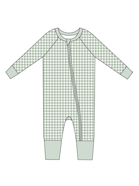 Sage Gingham Zip Jam