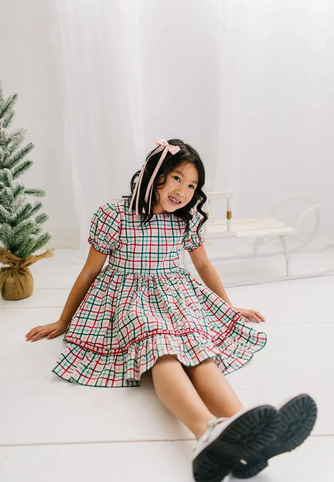 Aura Poplin Dress - Holiday Plaid