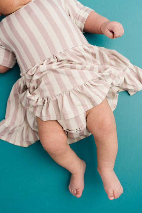 Blush Stripe Bodysuit Bamboo Dress