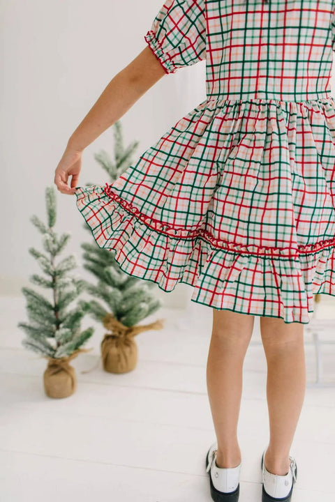 Aura Poplin Dress - Holiday Plaid