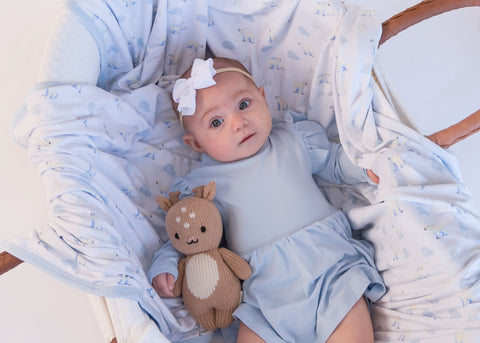Baby Long Sleeve Bamboo Flutter Bodysuit Dress - Baby Blue