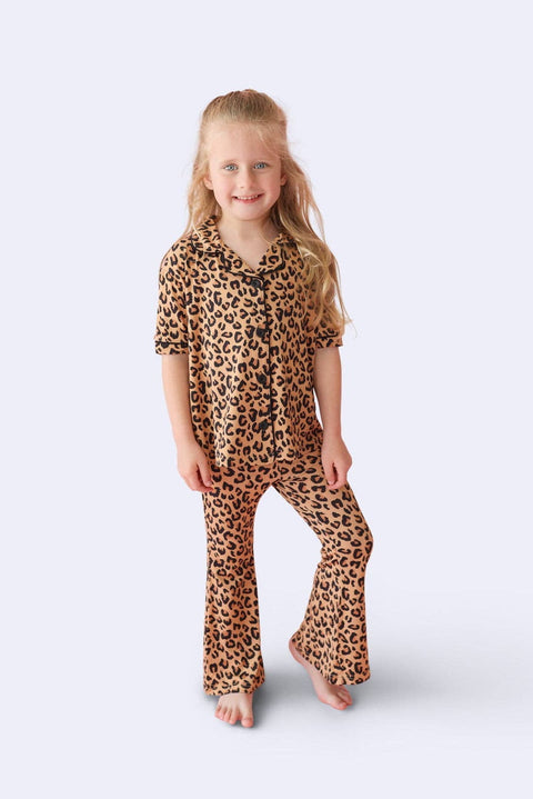Girls Flare Bamboo Pajama Set - Leopard Dream