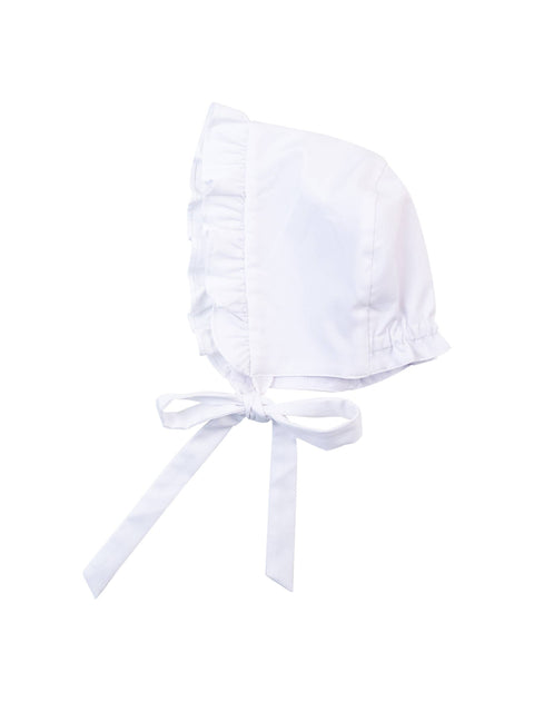 Baby Girls Ruffle Bonnet - White