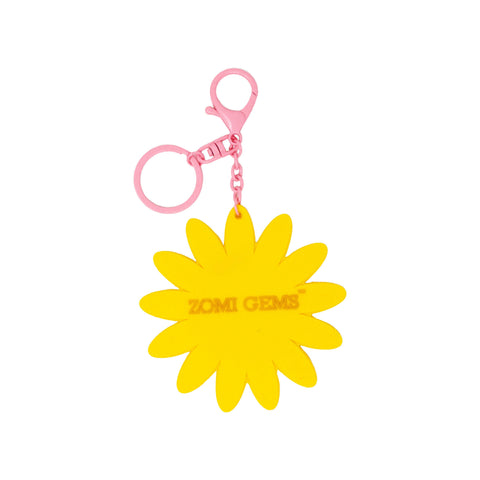Pink Happy Face Flower Bag Charm & Key Chain