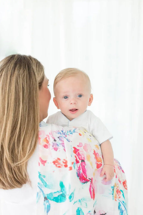 Bamboo/Organic Cotton Muslin Blanket - Flora