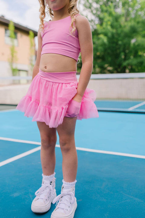Ashlyn Athletic Skort - Carnation Pink Tulle