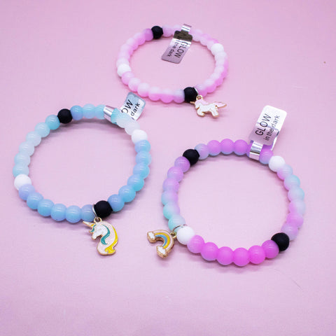 Glow in the Dark Unicorn Charm Bubble Bracelet