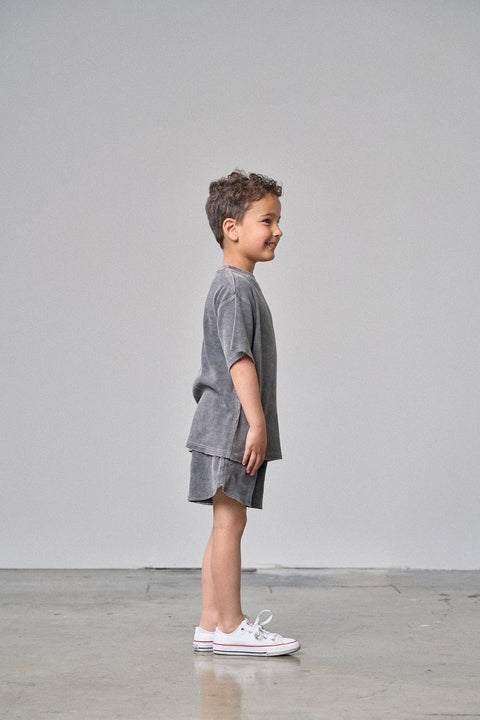 Acid Wash Waffle Tee - Black