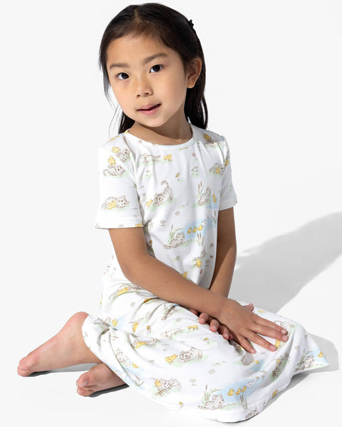 Girls' Short Sleeve Bamboo Dress/Nightgown - Tiny Tails Tales