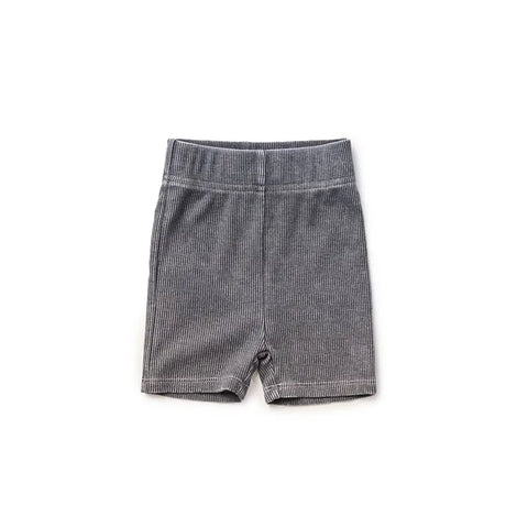 Acid Wash Ribbed Short - Black