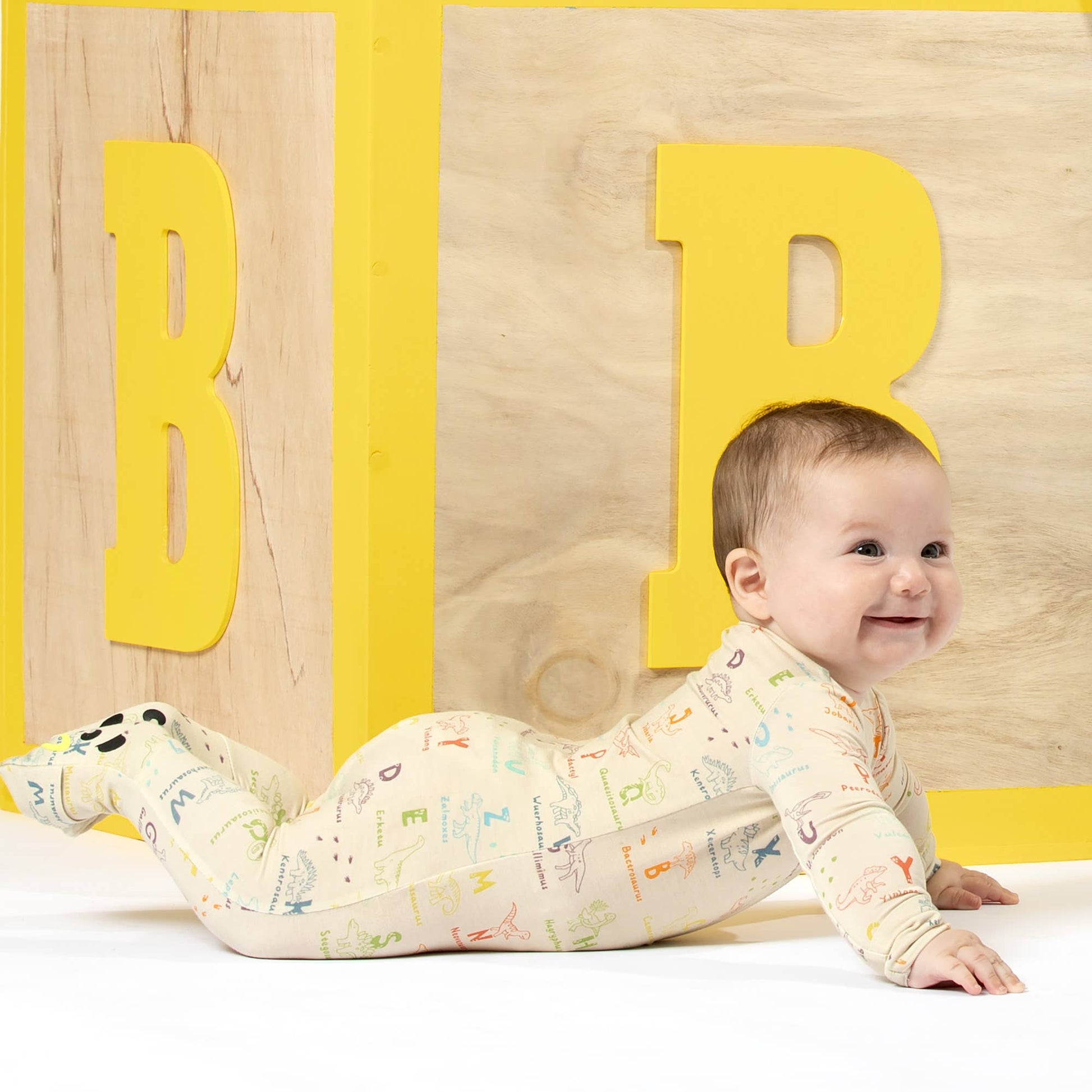 Dino ABC's Convertible Footie Bamboo Pajama - Bellabu Bear