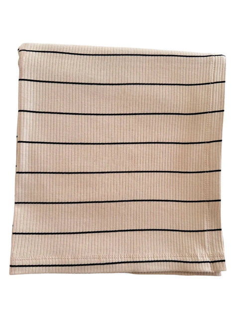 Organic Ribbed Swaddle - Tan/Black Stripe