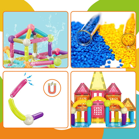 PicassoTiles Magnetic Tile & Sticks Building Set (82 Pieces)