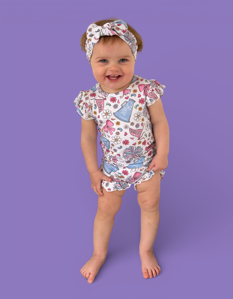 Girls Bamboo Ruffle Short Set - Pom Power