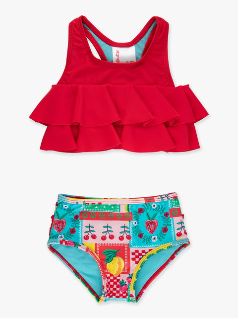 Girls Flounce Bikini - Picnic Party Patchwork
