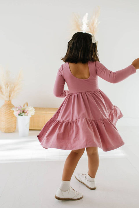 Gwendolyn Ruffle Dress in Antique Rose