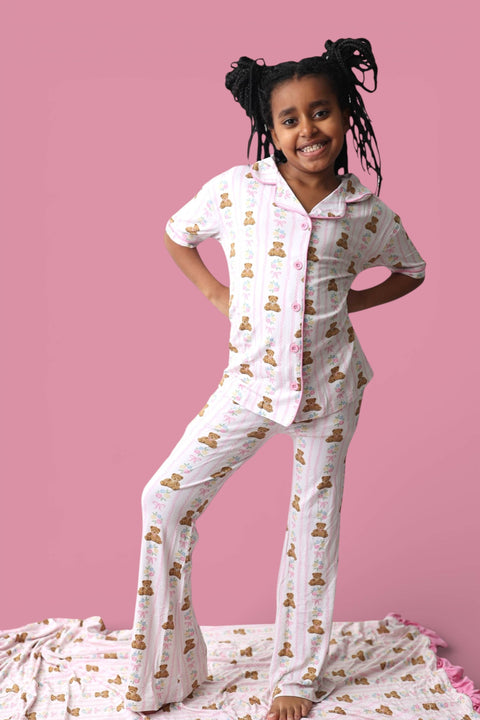 Girls Flare Bamboo Pajama Set - Bear & Blossoms