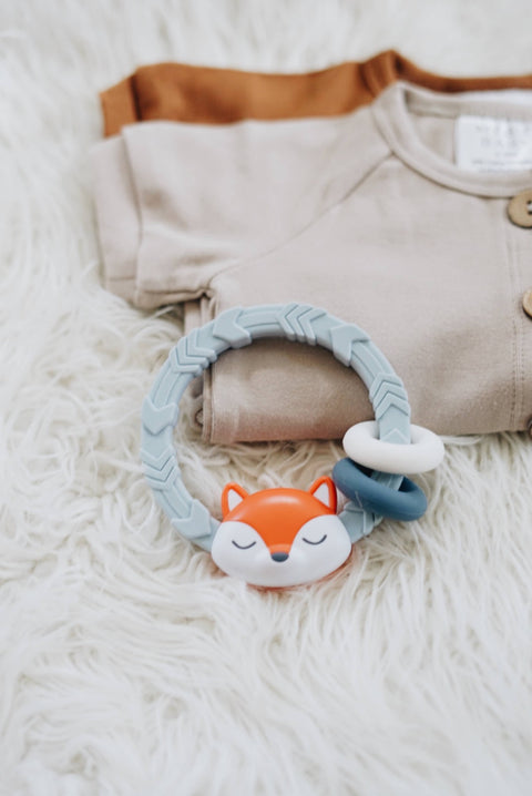 Ritzy Rattle™ Silicone Teething Rattle - Highland Cow
