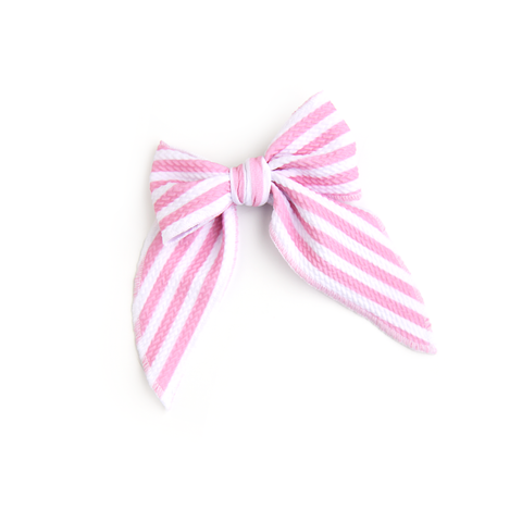 Lana Pink Stripe Clip Bow