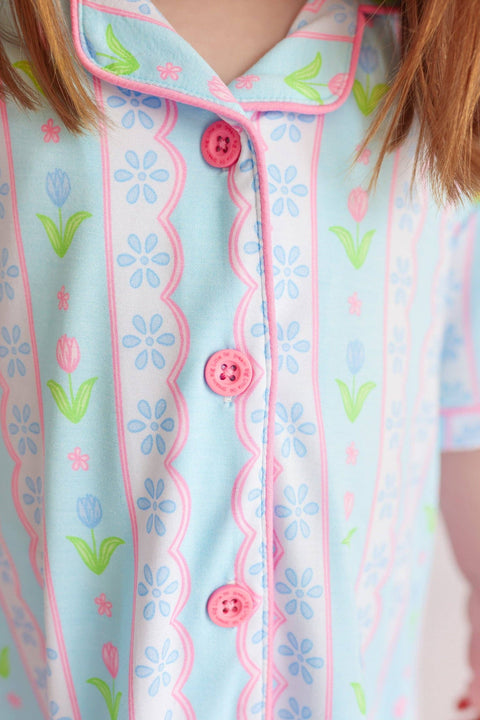 Girls Flare Bamboo Pajama Set - Whimsy Tulip