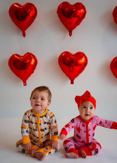 Valentine's Day Love Letter Bamboo Zipper Pajama for Babies