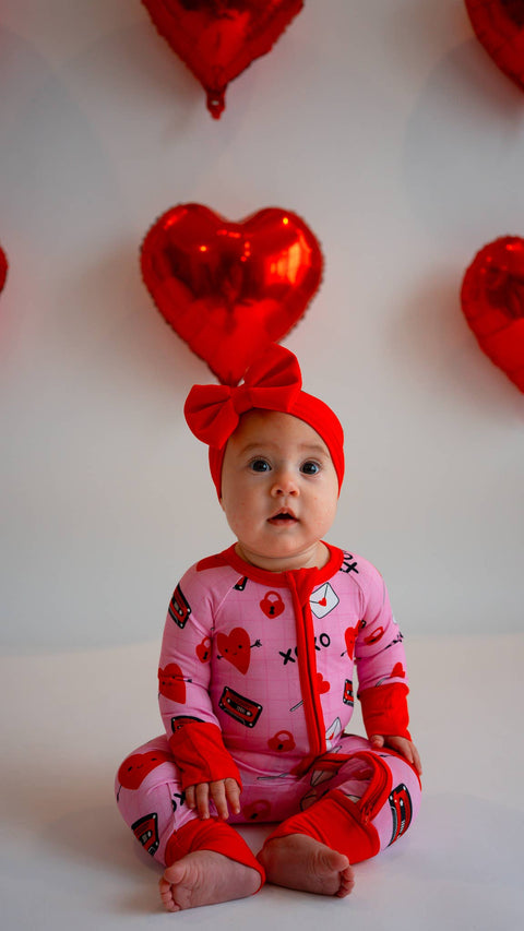 Valentine's Day Love Letter Bamboo Zipper Pajama for Babies