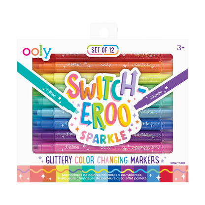 Switch-Eroo Sparkle Glittery Color Changing Markers (Set of 12)