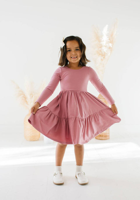 Gwendolyn Ruffle Dress in Antique Rose