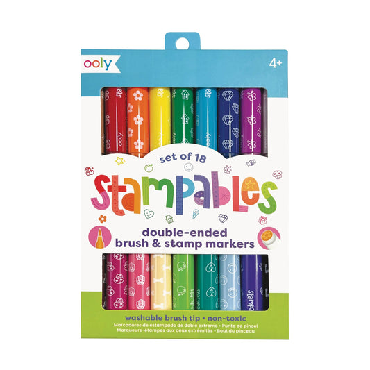 Stampables Double-Ended Stamp & Brush Markers (Set of 18)