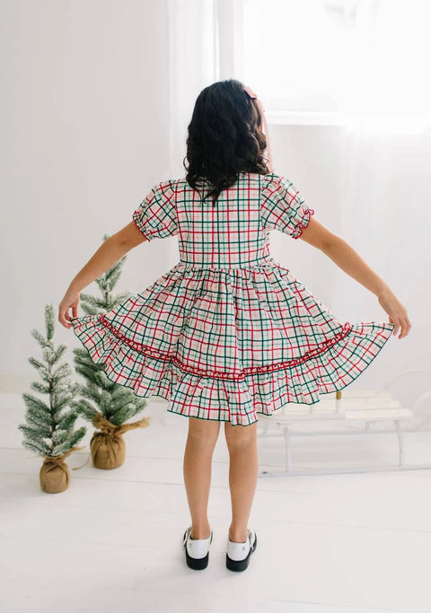 Aura Poplin Dress - Holiday Plaid