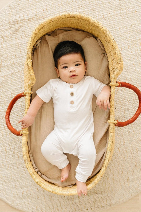 White Bamboo Henley Romper