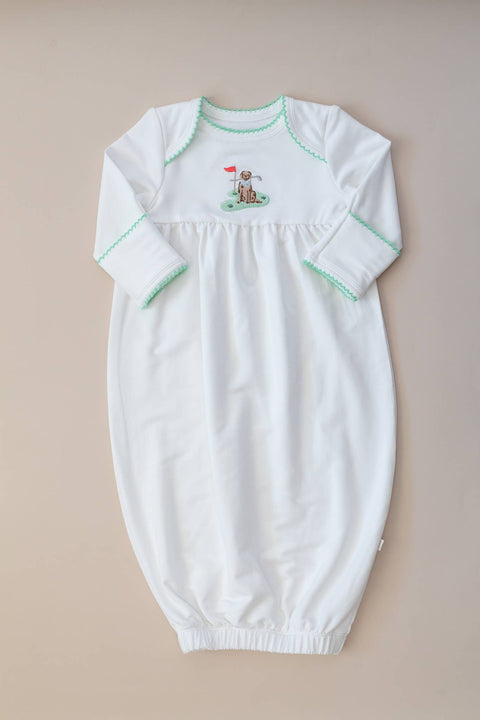 Golf Dog Embroidered Infant Gown
