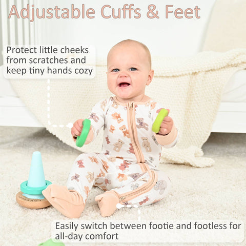 Bamboo Baby Convertible Zipper Pajama Teddy Bear