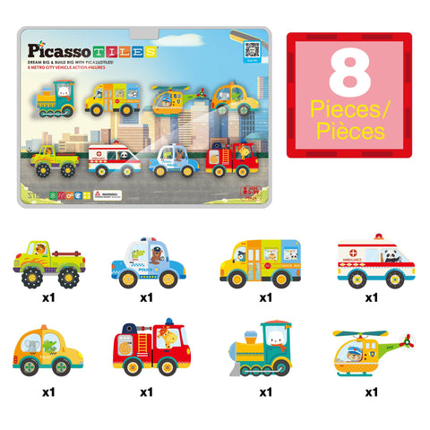 PicassoTiles Metro City Magnetic Action Figures (8 Pieces)