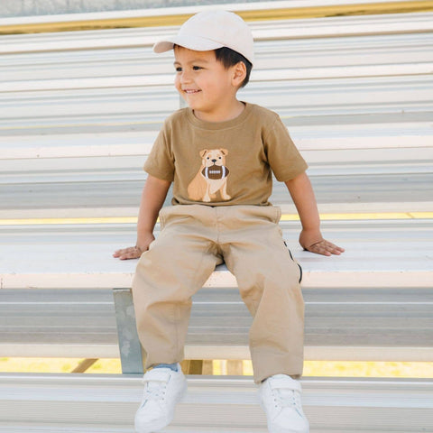 Bulldog Football Patch Short Sleeve T-Shirt for Kids