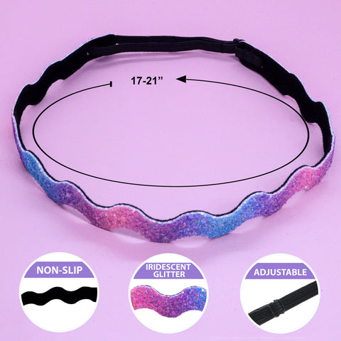 Adjustable No Slip Zig Zag Glitter Headbands