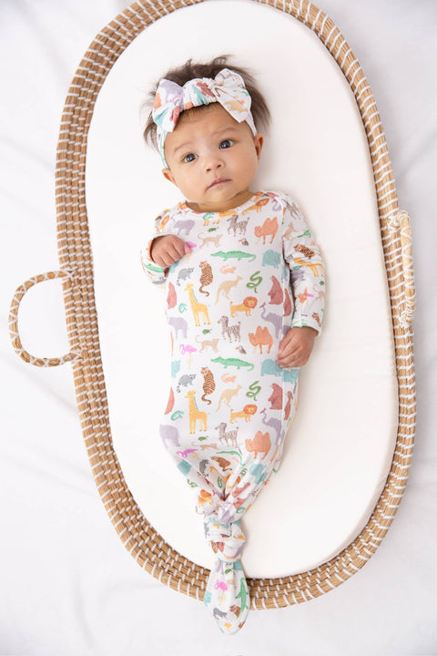 Zoo Crew Bamboo Knotted Infant Gown