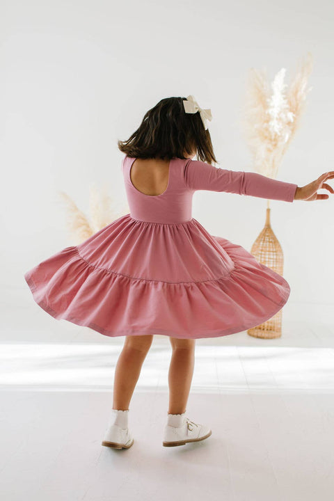 Gwendolyn Ruffle Dress in Antique Rose