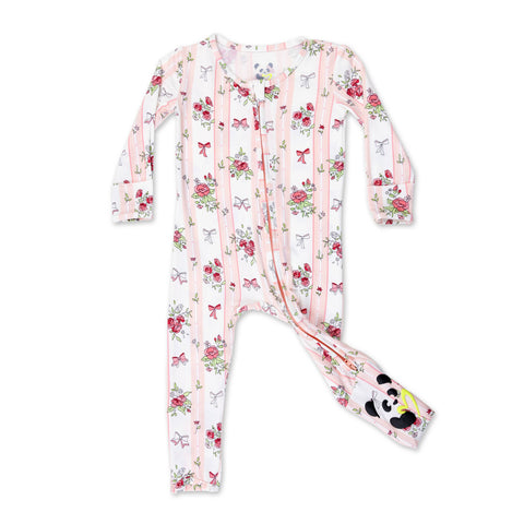 Bamboo Convertible Footie - Floral Stripes