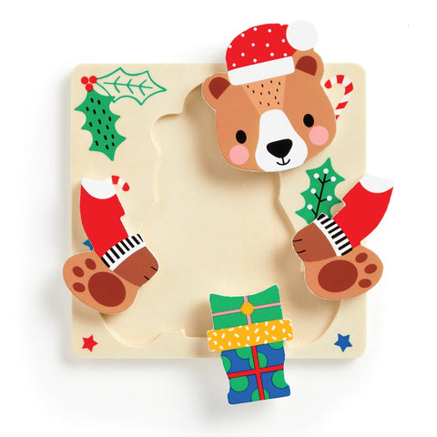 Set of 4 Wood Puzzles for Kids - Festive Friends