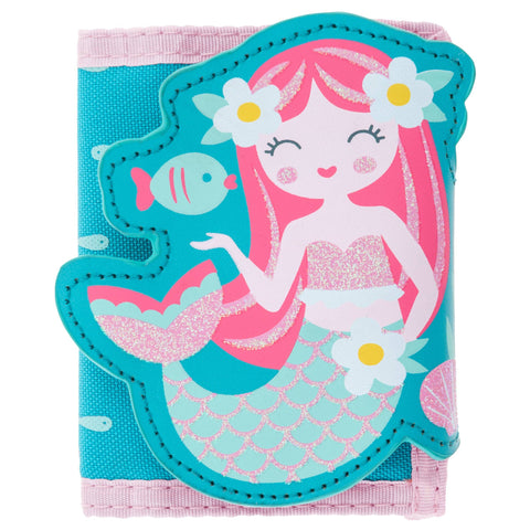 Kids Tri-Fold Wallet -  Blue Flower
