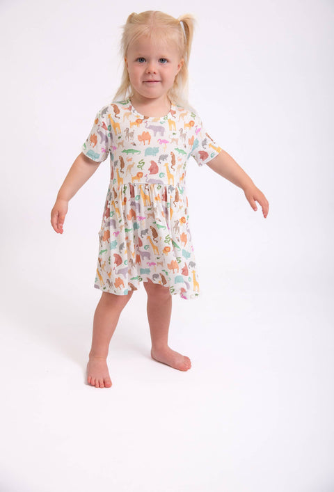 Zoo Crew Bamboo Short Sleeve Pocket Dress for Girls